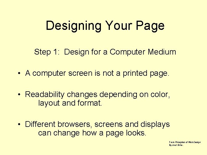 Designing Your Page Step 1 Design for a