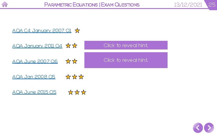 PARAMETRIC EQUATIONS | EXAM QUESTIONS AQA C 4 January 2007 Q 1 « AQA