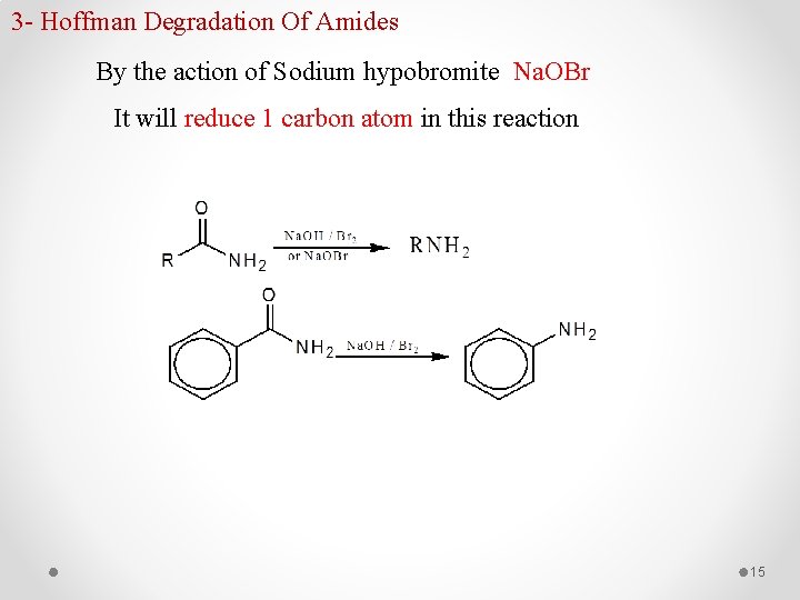 3 - Hoffman Degradation Of Amides By the action of Sodium hypobromite Na. OBr