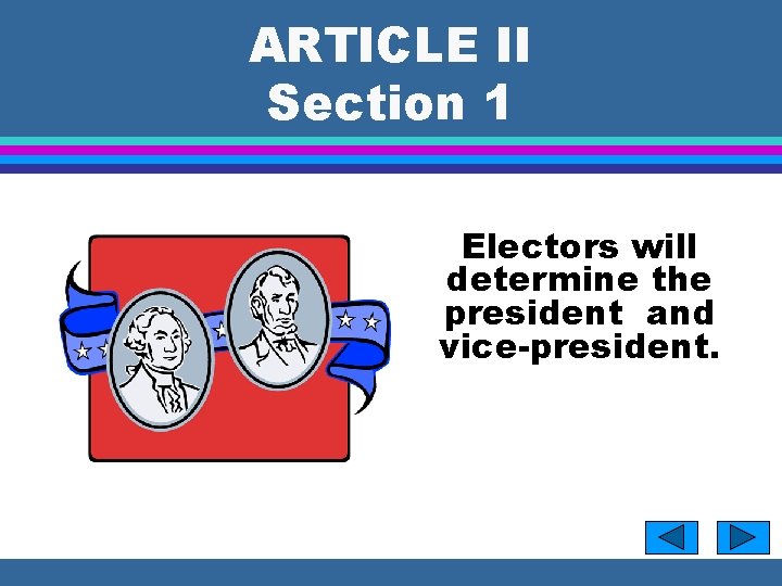ARTICLE II Section 1 Electors will determine the president and vice-president. 