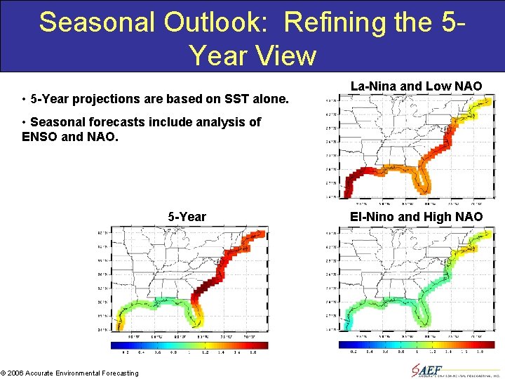 Seasonal Outlook: Refining the 5 Year View • 5 -Year projections are based on