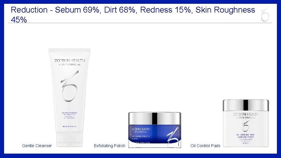 Reduction - Sebum 69%, Dirt 68%, Redness 15%, Skin Roughness 45% Gentle Cleanser Exfoliating