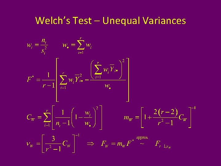 Welch’s Test – Unequal Variances 