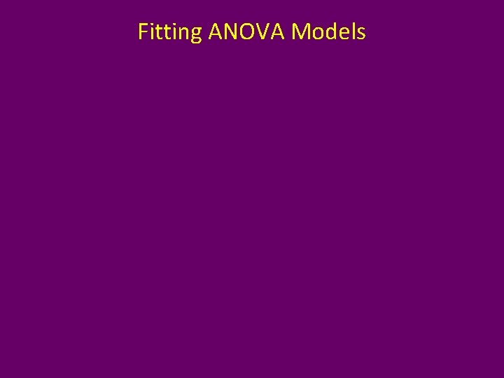 Fitting ANOVA Models 