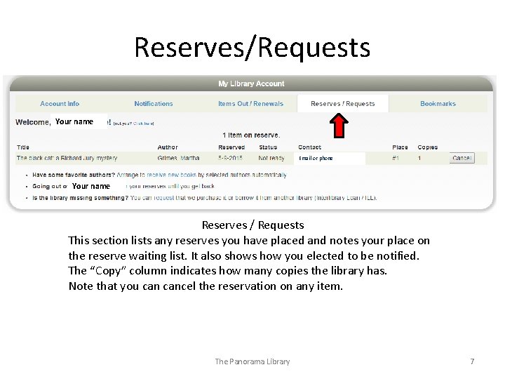 Reserves/Requests Your name Email or phone Your name Reserves / Requests This section lists