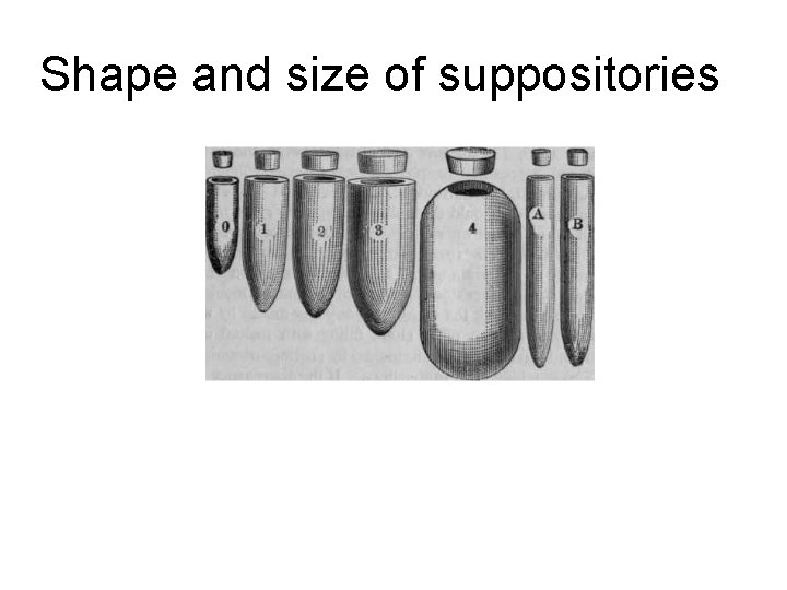 Shape and size of suppositories 