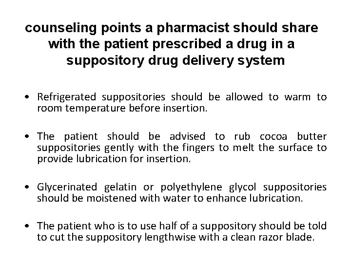 counseling points a pharmacist should share with the patient prescribed a drug in a