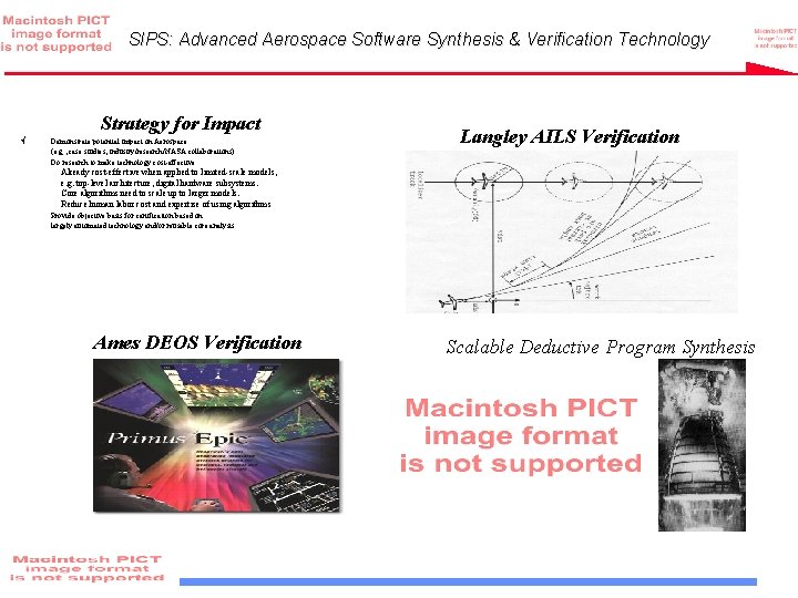 SIPS: Advanced Aerospace Software Synthesis & Verification Technology Strategy for Impact √ • Demonstrate