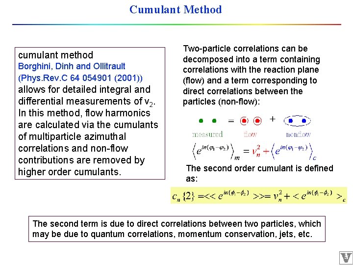 Cumulant Method cumulant method Borghini, Dinh and Ollitrault (Phys. Rev. C 64 054901 (2001))
