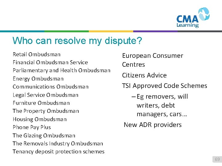Who can resolve my dispute? Retail Ombudsman Financial Ombudsman Service Parliamentary and Health Ombudsman