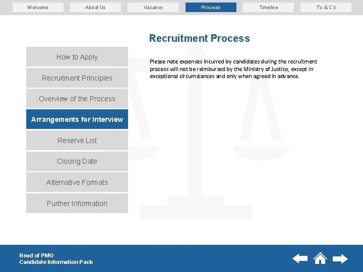 Welcome About Us Vacancy Process Timeline T’s & C’s Recruitment Process How to Apply