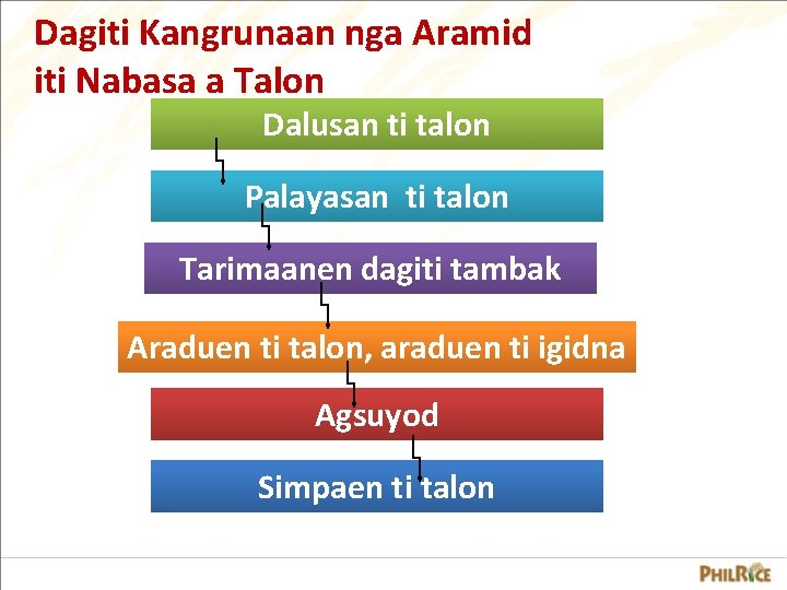 Dagiti Kangrunaan nga Aramid iti Nabasa a Talon Dalusan ti talon Palayasan ti talon