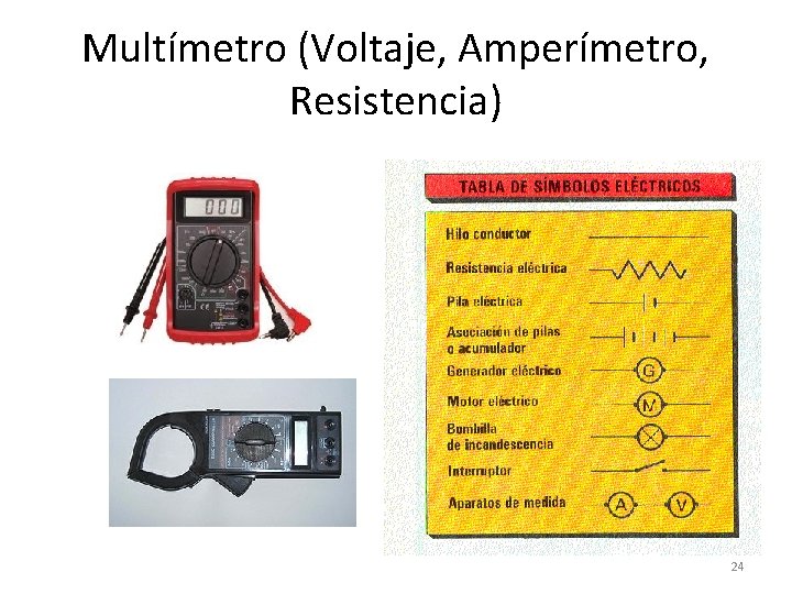 Multímetro (Voltaje, Amperímetro, Resistencia) 24 