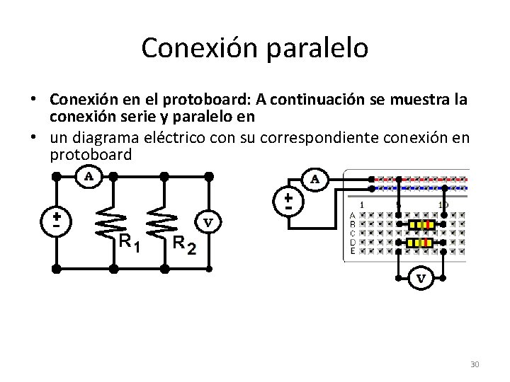 Conexión paralelo • Conexión en el protoboard: A continuación se muestra la conexión serie
