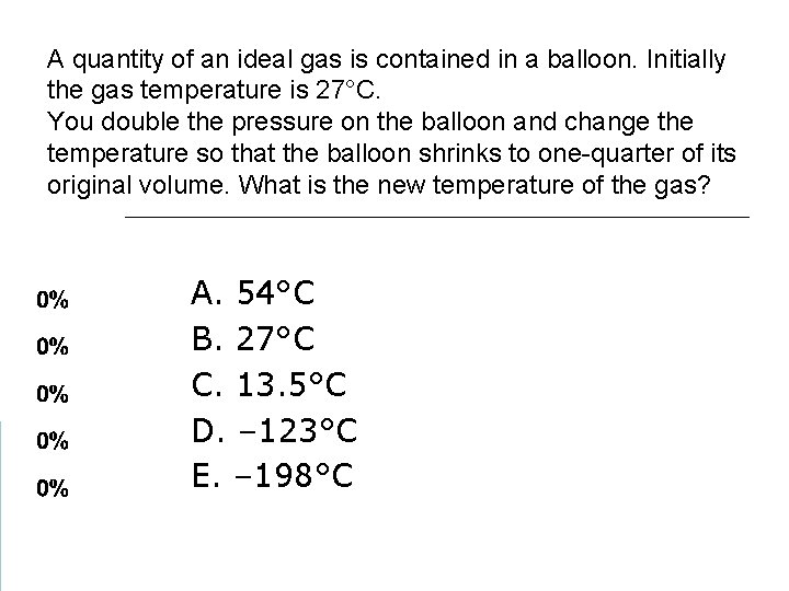 A quantity of an ideal gas is contained in a balloon. Initially the gas