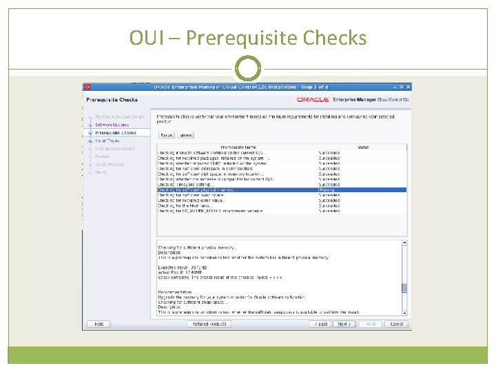 OUI – Prerequisite Checks 