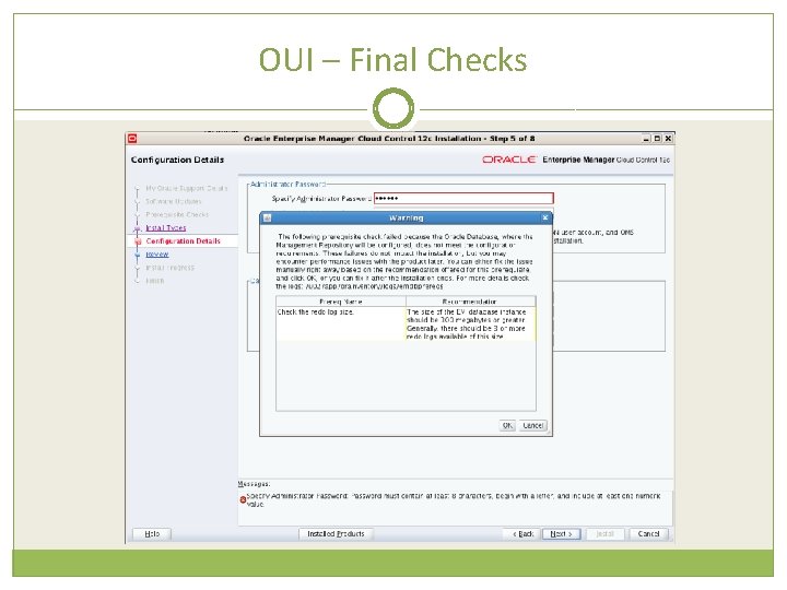 OUI – Final Checks 