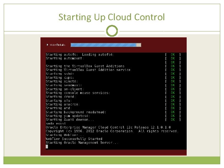 Starting Up Cloud Control 