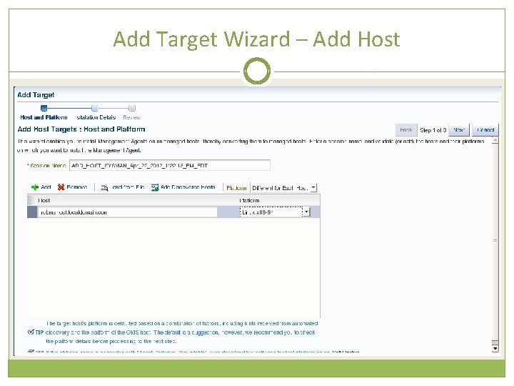 Add Target Wizard – Add Host 