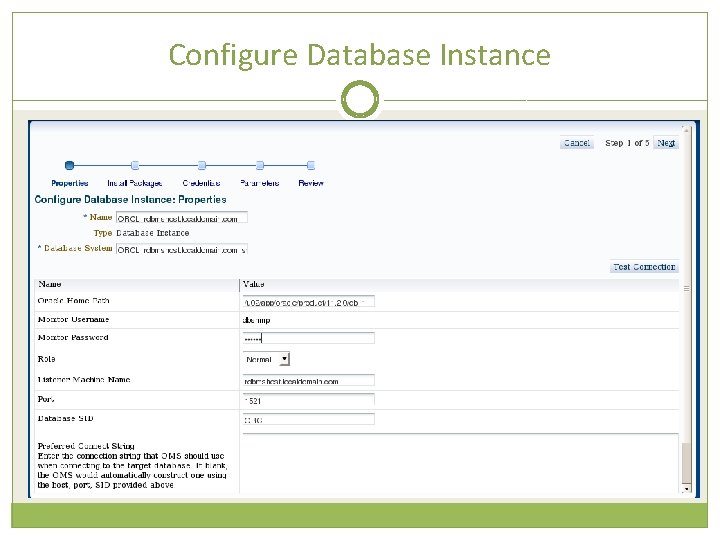 Configure Database Instance 