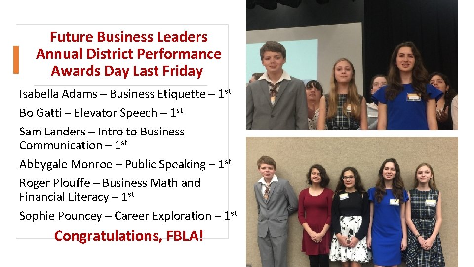 Future Business Leaders Annual District Performance Awards Day Last Friday Isabella Adams – Business