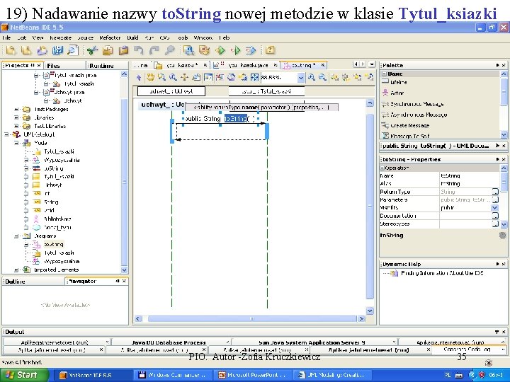 19) Nadawanie nazwy to. String nowej metodzie w klasie Tytul_ksiazki PIO. Autor -Zofia Kruczkiewicz