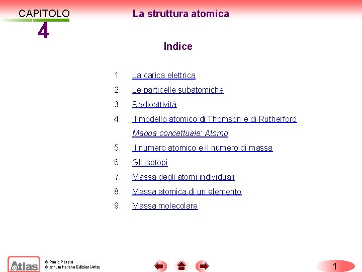 CAPITOLO La struttura atomica 4 Indice 1. La carica elettrica 2. Le particelle subatomiche