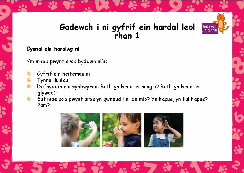 Key Stage 1 Gadewch i ni gyfrif ein hardal leol rhan 1 Cynnal ein