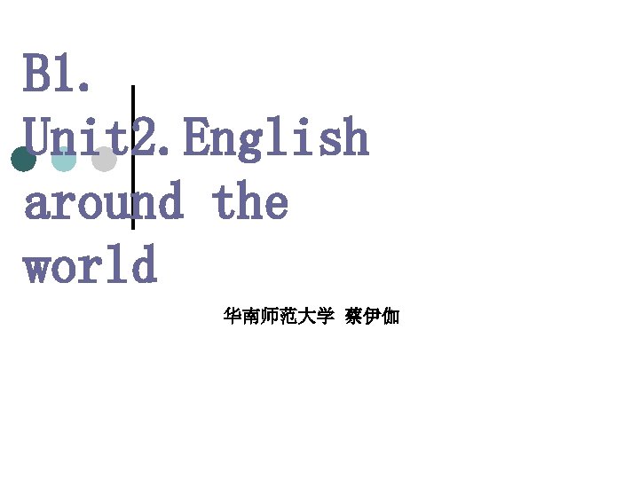 B 1. Unit 2. English around the world 华南师范大学 蔡伊伽 