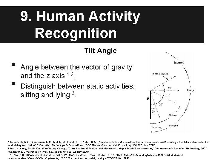 9. Human Activity Recognition Tilt Angle • • Angle between the vector of gravity