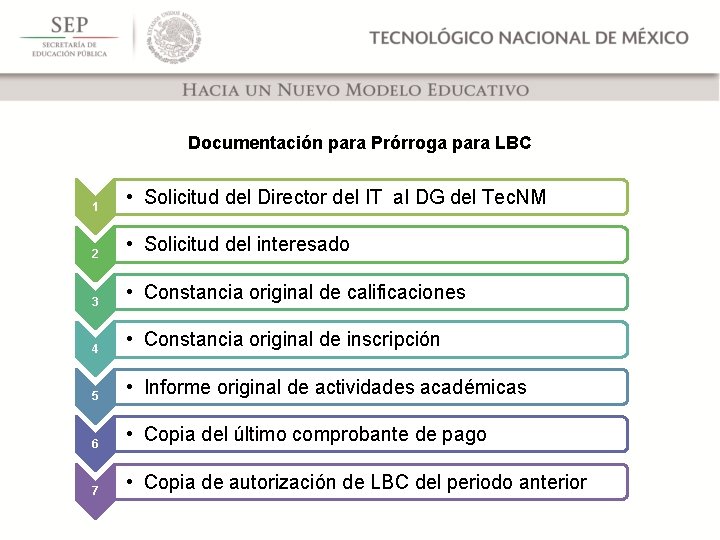 Documentación para Prórroga para LBC 1 • Solicitud del Director del IT al DG