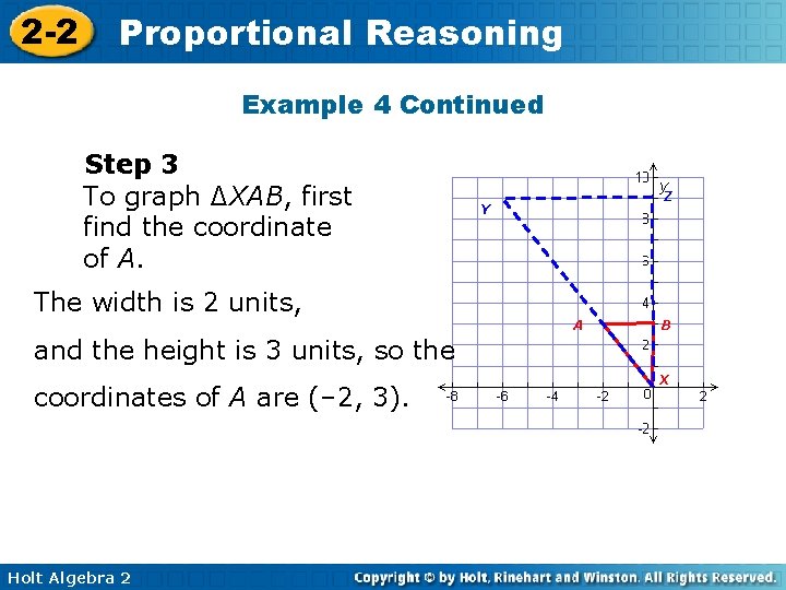 2 -2 Proportional Reasoning Example 4 Continued Step 3 To graph ∆XAB, first find