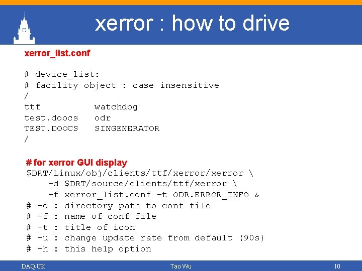 xerror : how to drive xerror_list. conf # device_list: # facility object : case