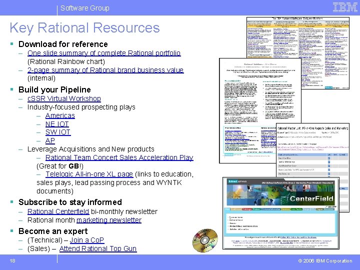 Software Group Key Rational Resources § Download for reference – One slide summary of