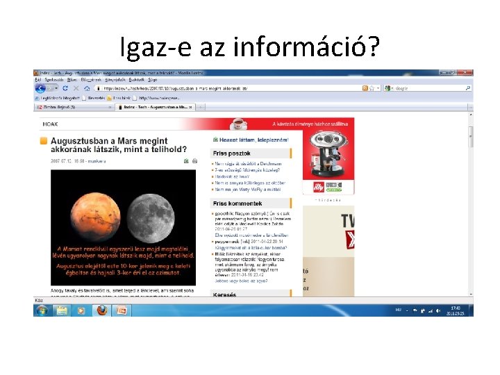 Igaz-e az információ? 