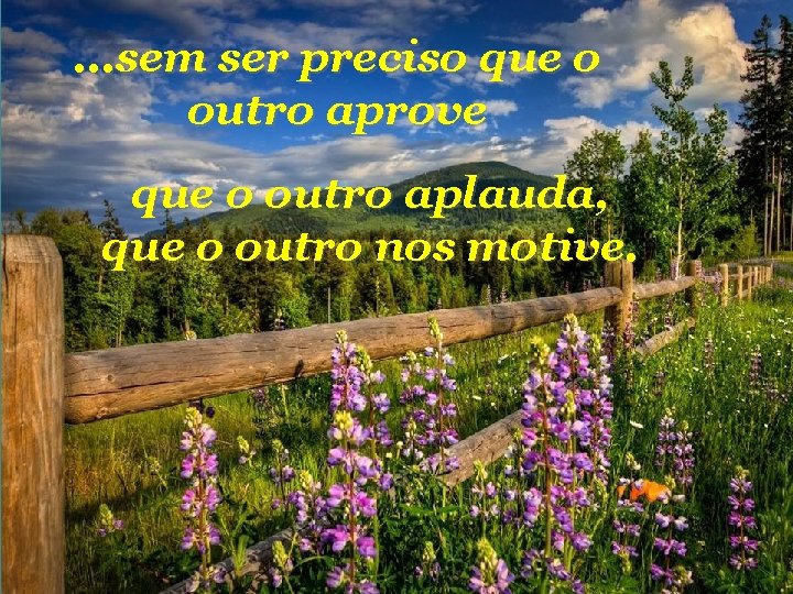 . . . sem ser preciso que o outro aprove que o outro aplauda,