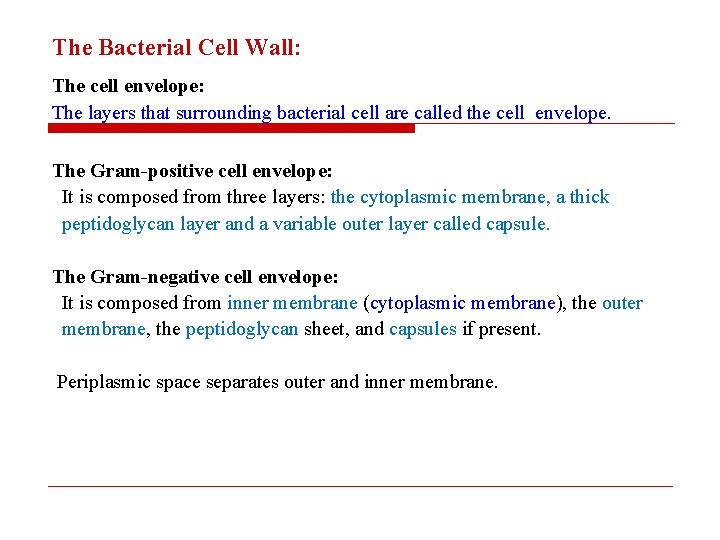 The Bacterial Cell Wall: The cell envelope: The layers that surrounding bacterial cell are