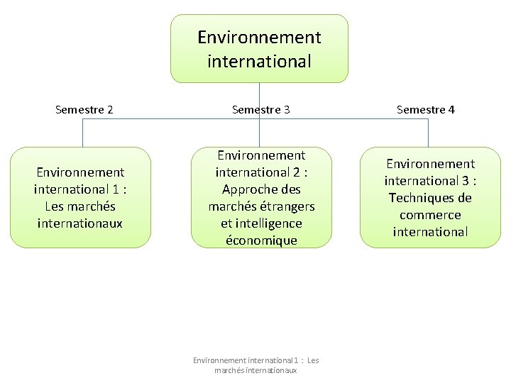 Environnement international Semestre 2 Environnement international 1 : Les marchés internationaux Semestre 3 Environnement