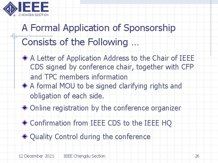 A Formal Application of Sponsorship Consists of the Following … A Letter of Application