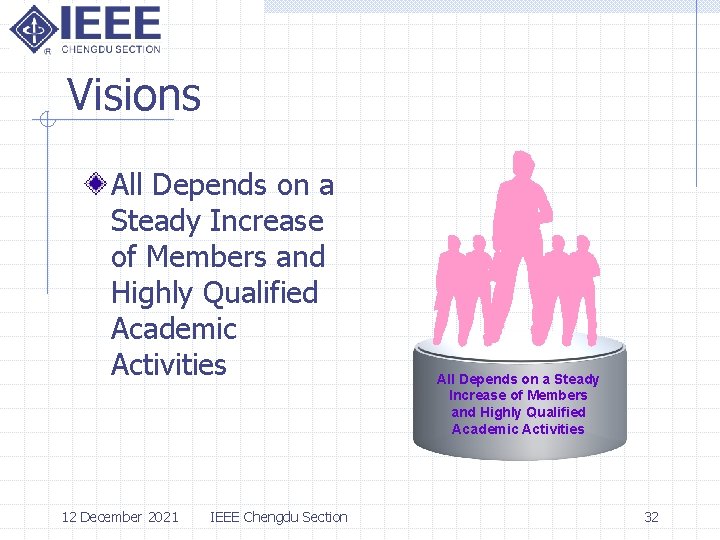 Visions All Depends on a Steady Increase of Members and Highly Qualified Academic Activities