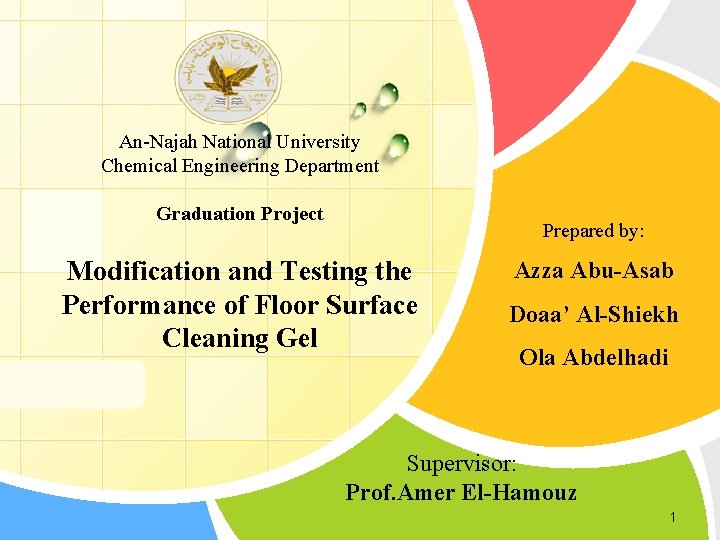 An-Najah National University Chemical Engineering Department Graduation Project Prepared by: Modification and Testing the