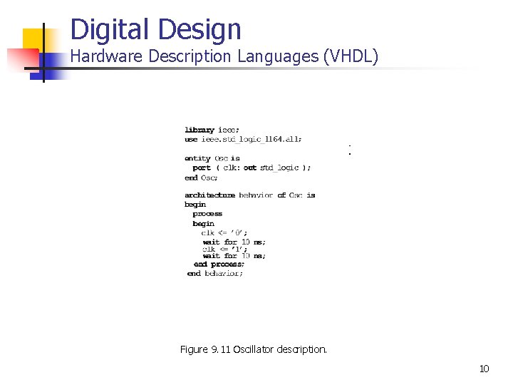 Digital Design Hardware Description Languages (VHDL) Figure 9. 11 Oscillator description. 10 