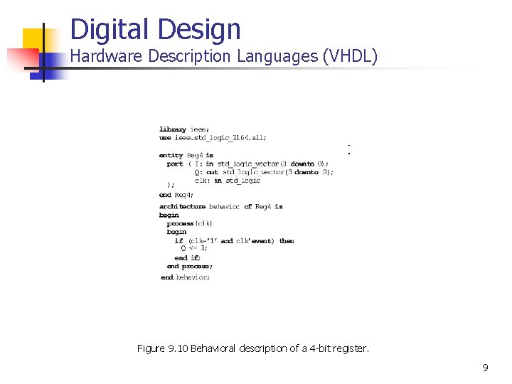 Digital Design Hardware Description Languages (VHDL) Figure 9. 10 Behavioral description of a 4