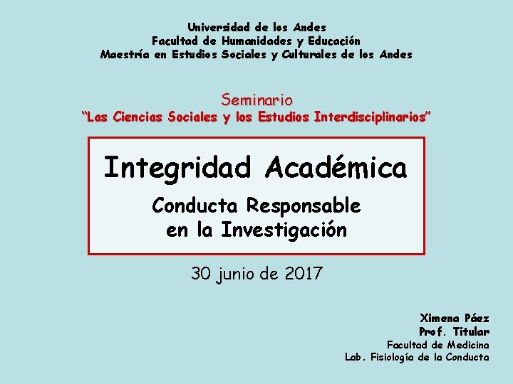 Universidad de los Andes Facultad de Humanidades y Educación Maestría en Estudios Sociales y