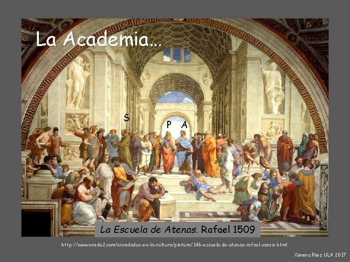 La Academia… S P A La Escuela de Atenas. Rafael 1509 http: //www. nreda
