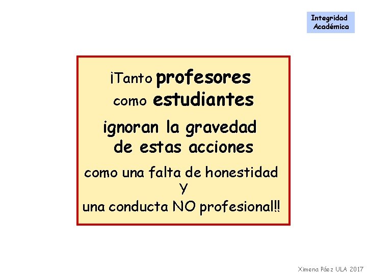 Integridad Académica ¡Tanto profesores como estudiantes ignoran la gravedad de estas acciones como una