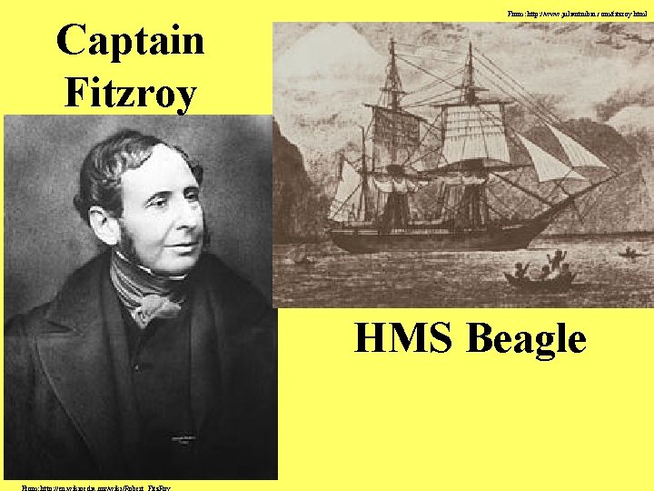 Captain Fitzroy From: http: //www. juliantrubin. com/fitzroy. html HMS Beagle From: http: //en. wikipedia.