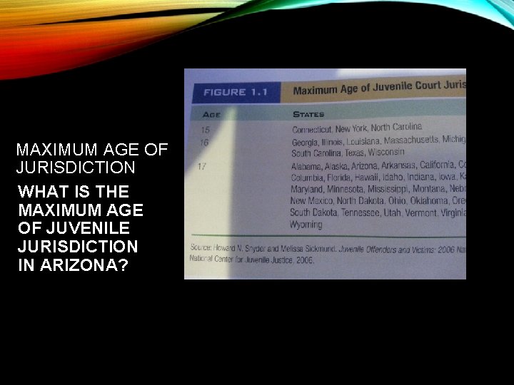 MAXIMUM AGE OF JURISDICTION WHAT IS THE MAXIMUM AGE OF JUVENILE JURISDICTION IN ARIZONA?
