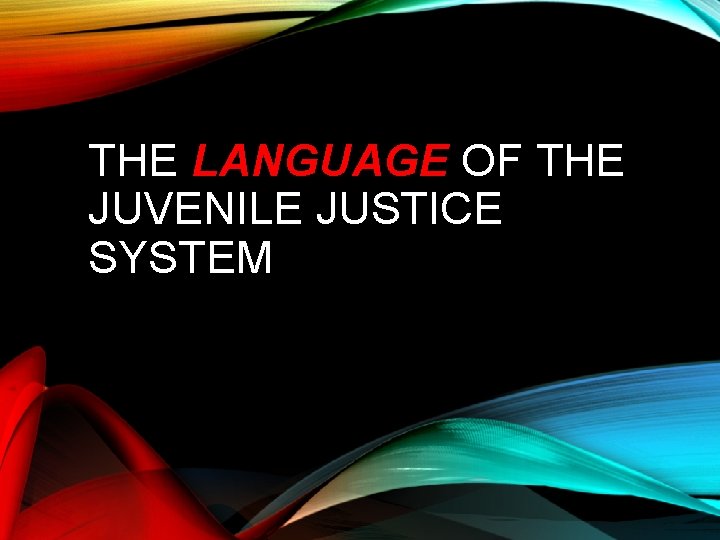 THE LANGUAGE OF THE JUVENILE JUSTICE SYSTEM 