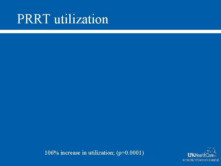 PRRT utilization 106% increase in utilization; (p=0. 0001) 